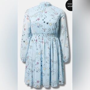 Torrid 3x Brand New Soft Blue Star Print Dress